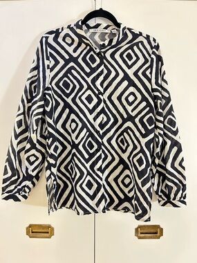 Insight Cotton Geometric Button Down Blouse